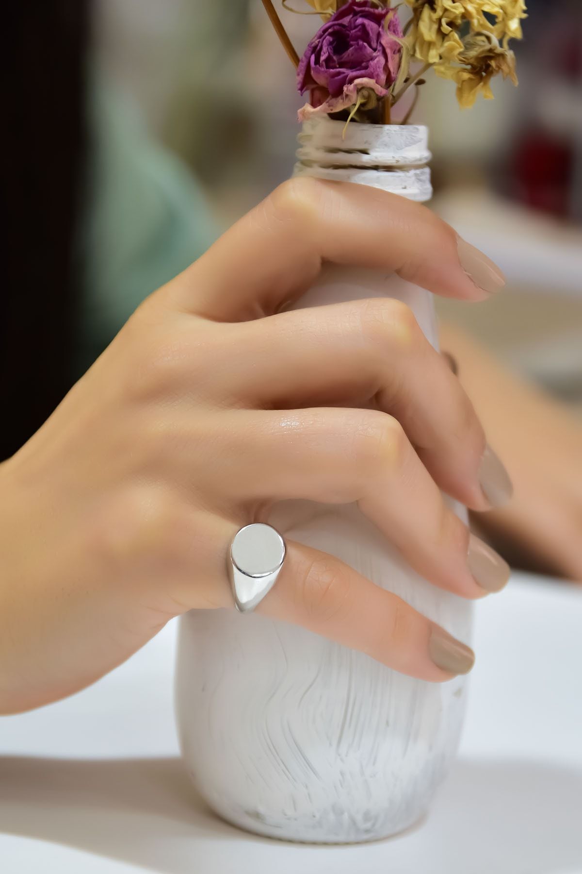 925 Ayar Gümüş Rodyum Kaplama Ayarlanabilir Şovalye Yüzük