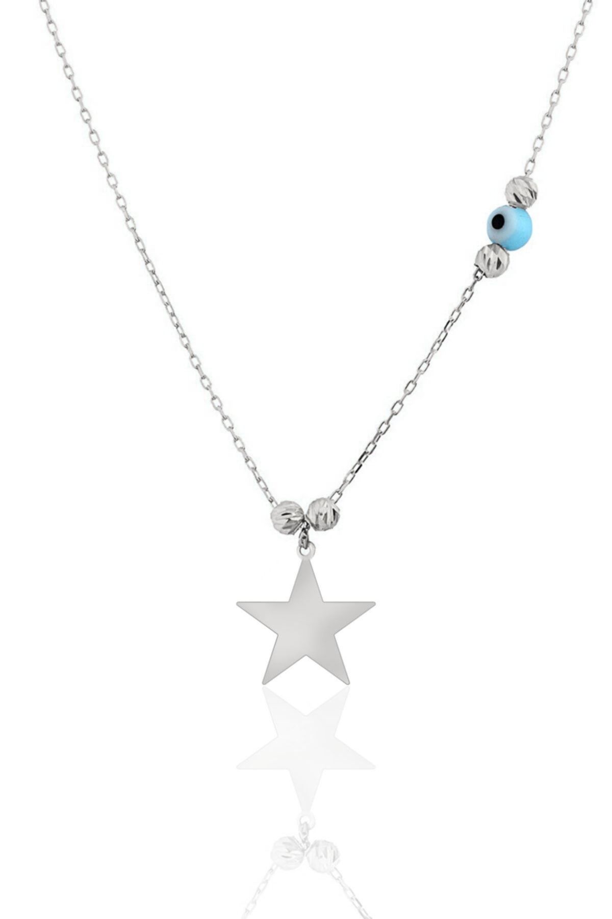 925 Ayar Gümüş Rodyum Kaplama Gözlü Dorikalı Yıldız Kolye