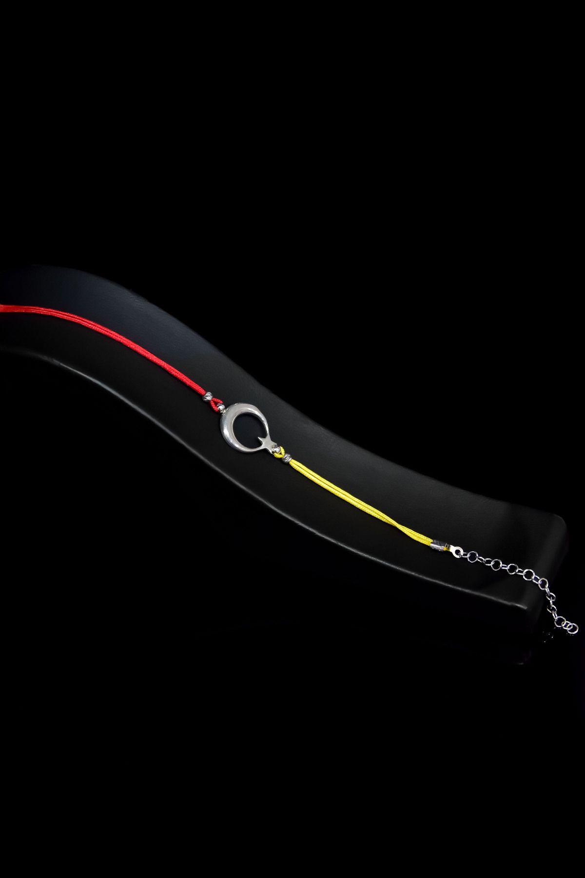 925 Ayar Gümüş Rodyum Kaplama Sarı Kırmızı, Taraftar Taşsız Ayyıldız Erkek Bileklik