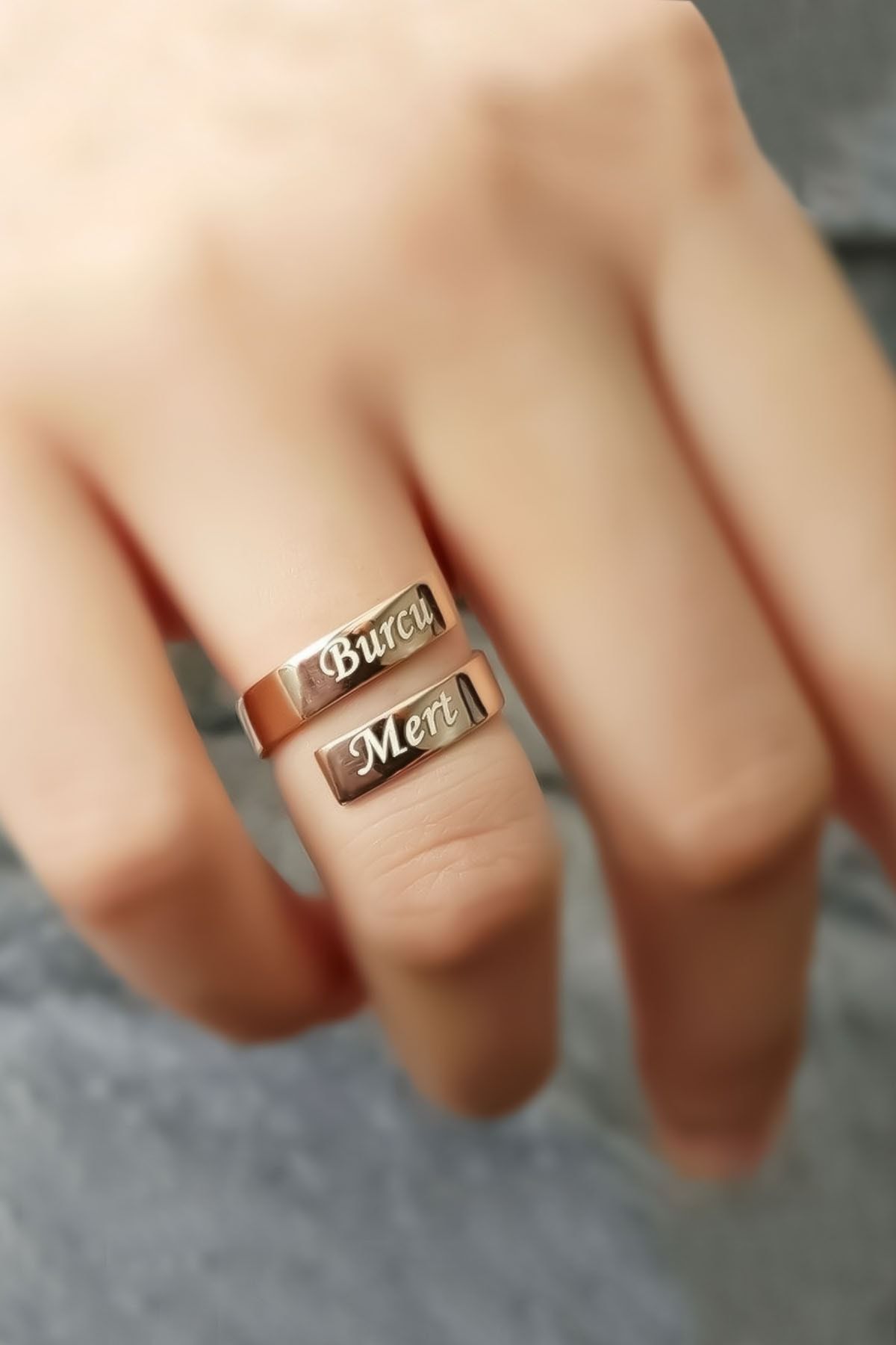 925 Ayar Gümüş Rose Kaplama Ayarlanabilir Aşk Sarmalı Isimli Yüzük