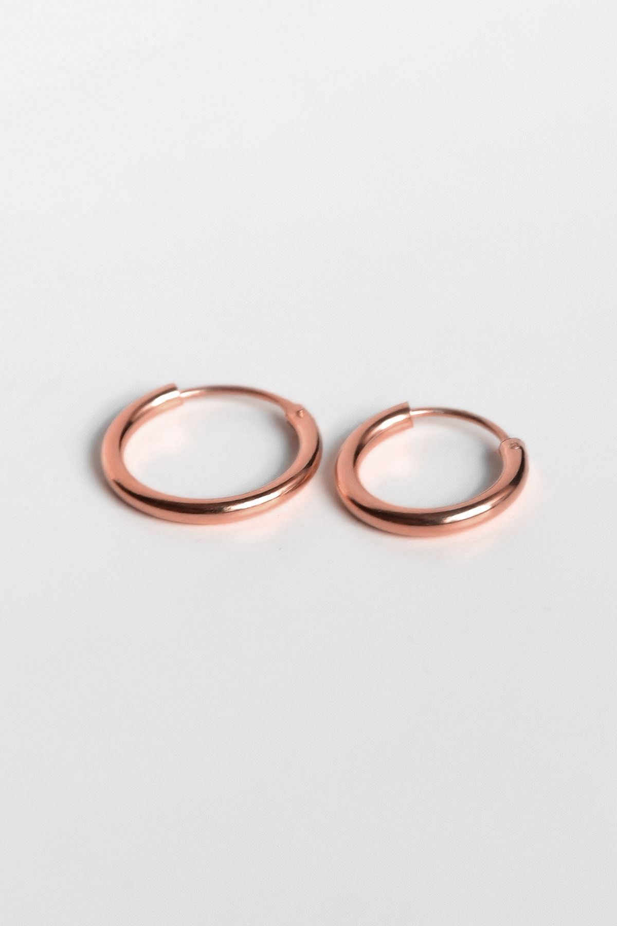 925 Ayar Gümüş Rose Kaplama Büyük Halka Küçük Halka Kadın Küpe