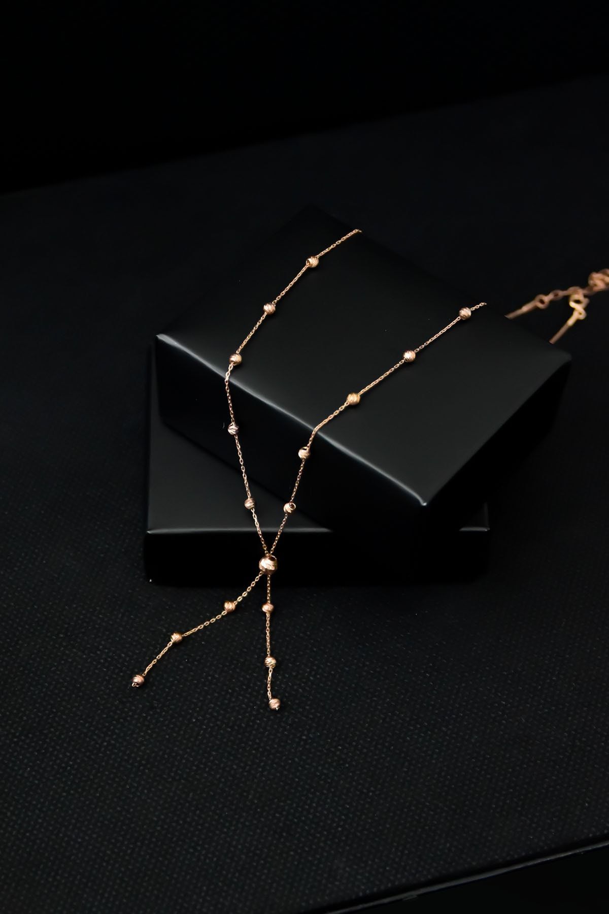 925 Ayar Gümüş Rose Kaplama Dorika Toplu Zincir Kolye