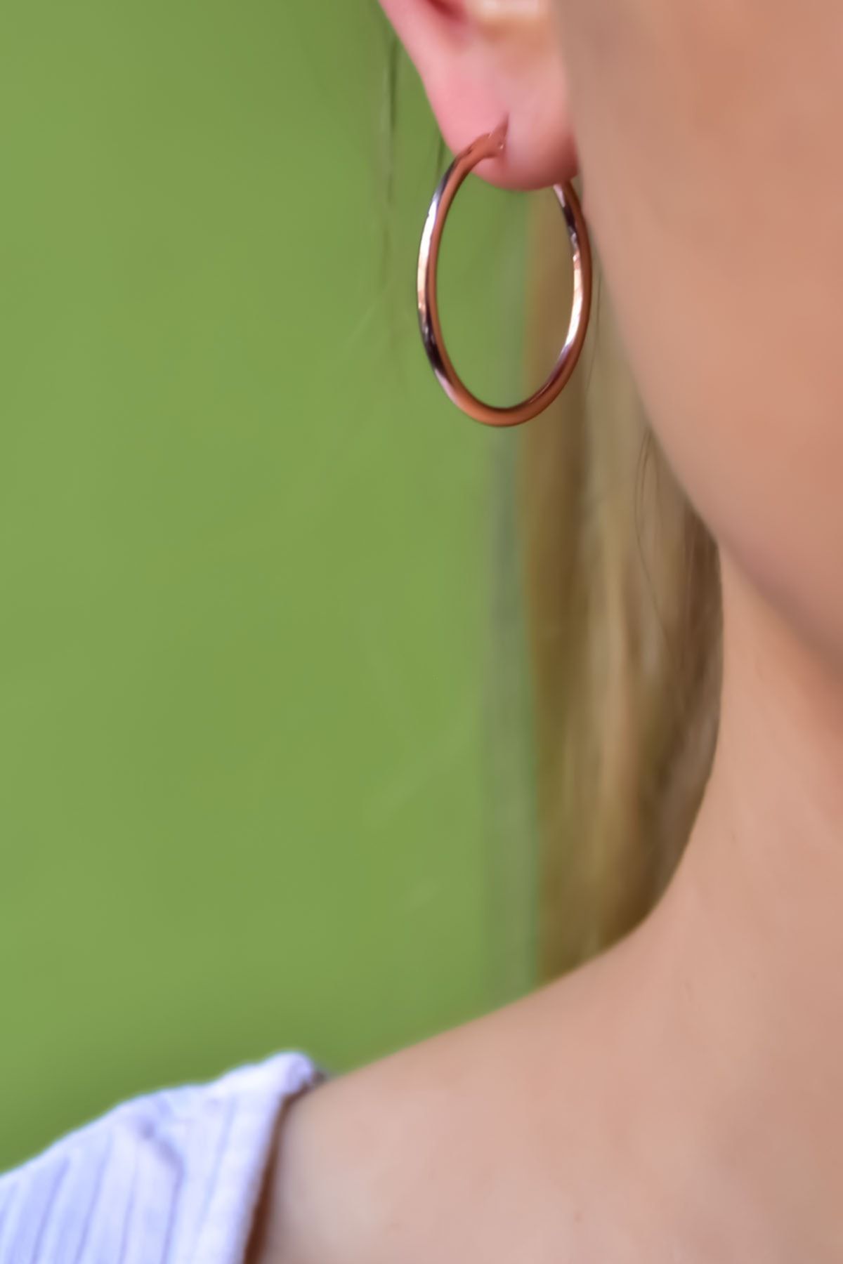 925 Ayar Gümüş Rose Kaplama Halka Küpe