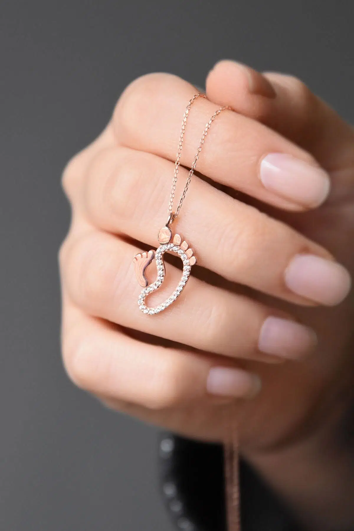 925 Ayar Gümüş Rose Kaplama Ilk Adım Kolye