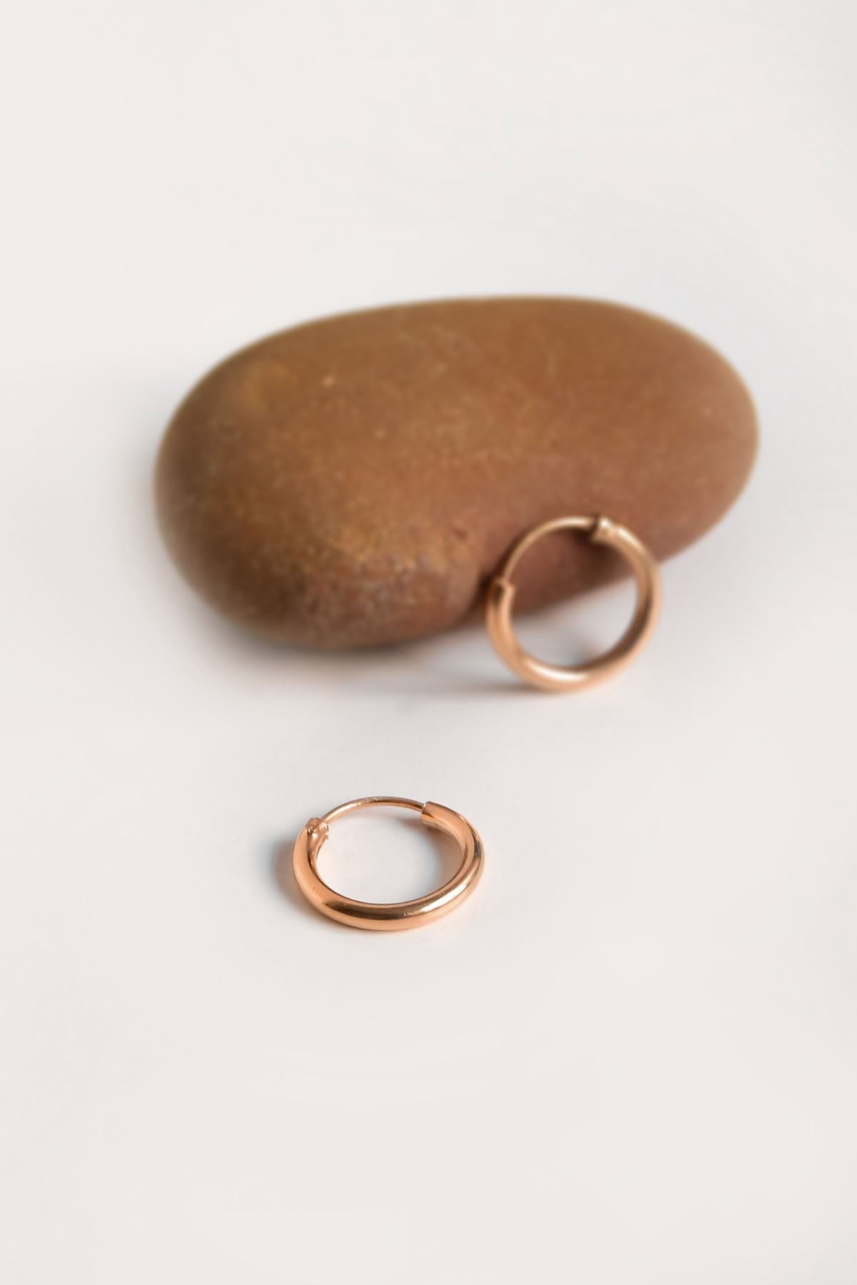 925 Ayar Gümüş Rose Kaplama Küçük Halka Kadın Küpe