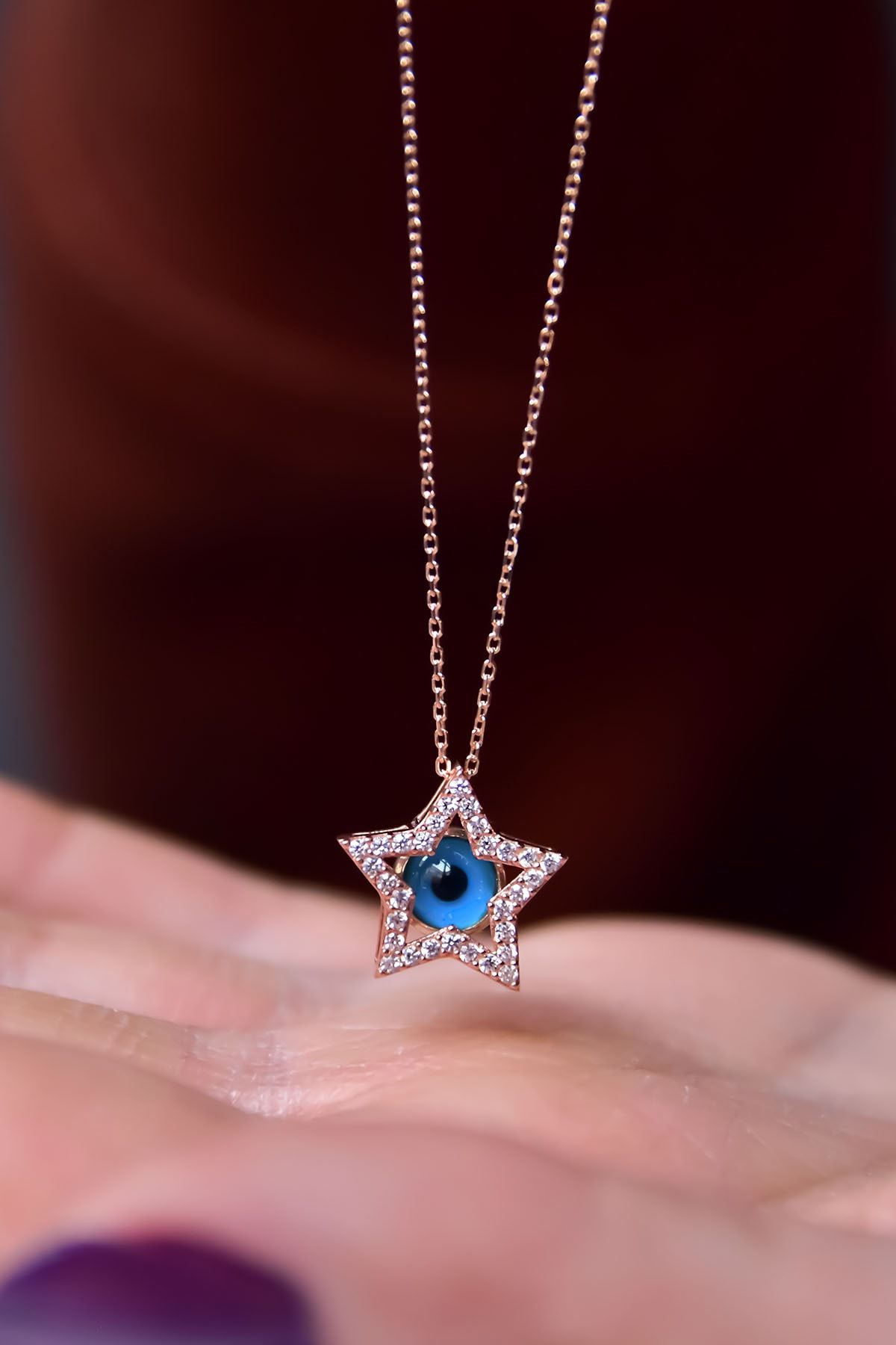 925 Ayar Gümüş Rose Kaplama Mona Lisa Nazar Göz