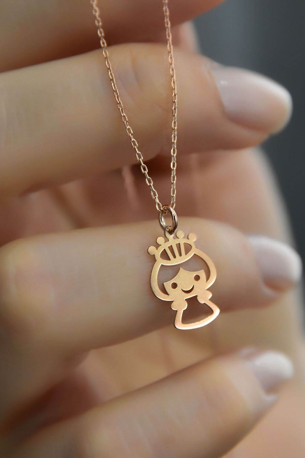 925 Ayar Gümüş Rose Kaplama Prenses Kolye