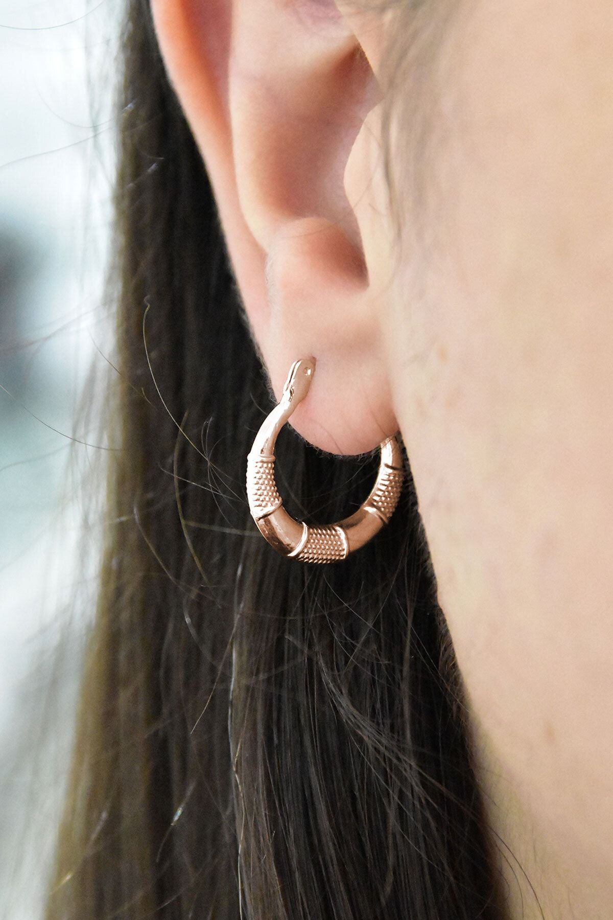 925 Ayar Gümüş Rose Kaplama Sea Halka Küpe