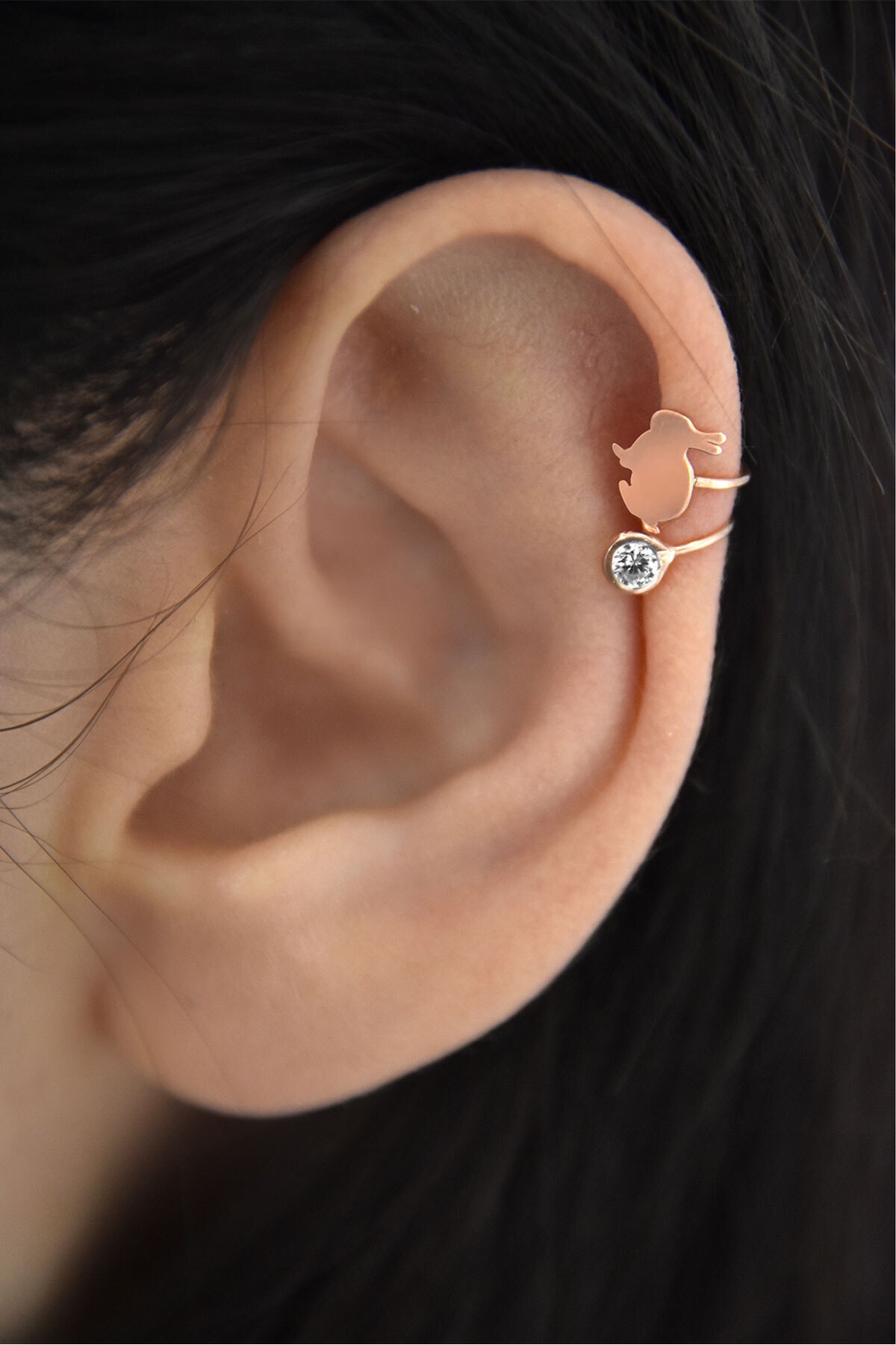 925 Ayar Gümüş Rose Kaplama Tavşan Kıkırdak Küpe