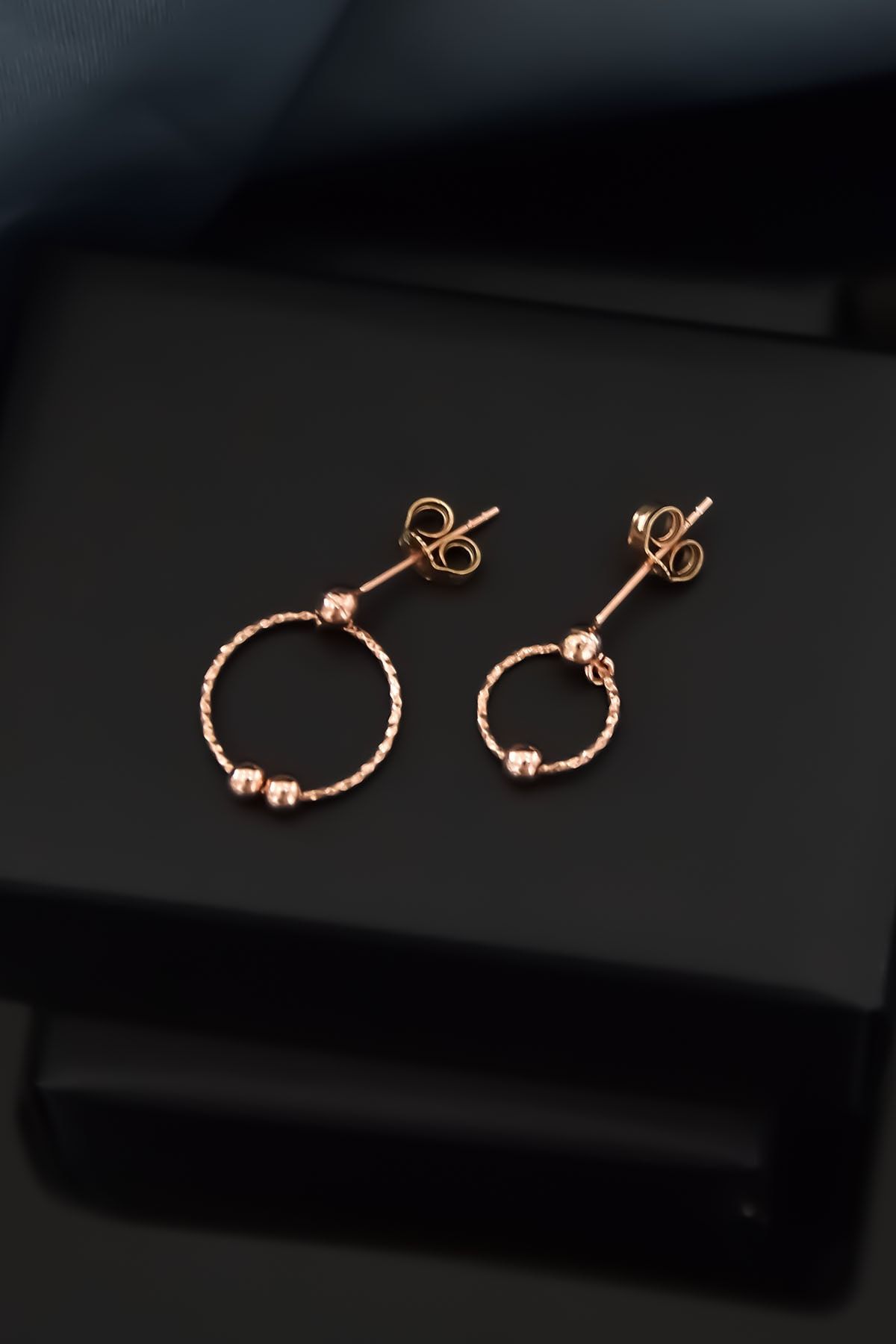 925 Ayar Gümüş Rose Kaplama Tek Ve Çift Toplu Halka Çivili Küpe