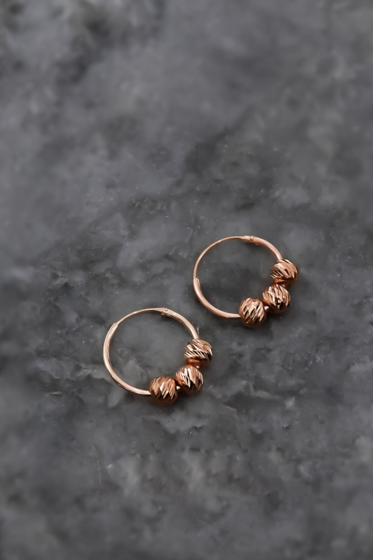 925 Ayar Gümüş Rose Kaplama Üç Dorika Toplu Halka Küpe