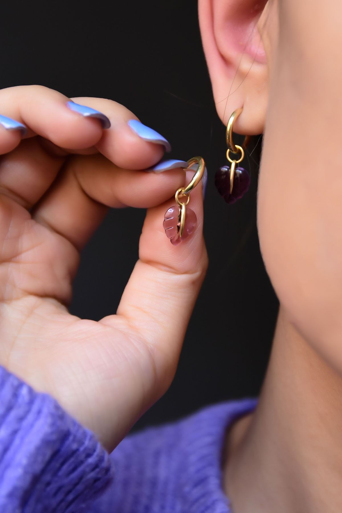 925 Ayar Gümüş Rose Kaplama Yaprak Küpe