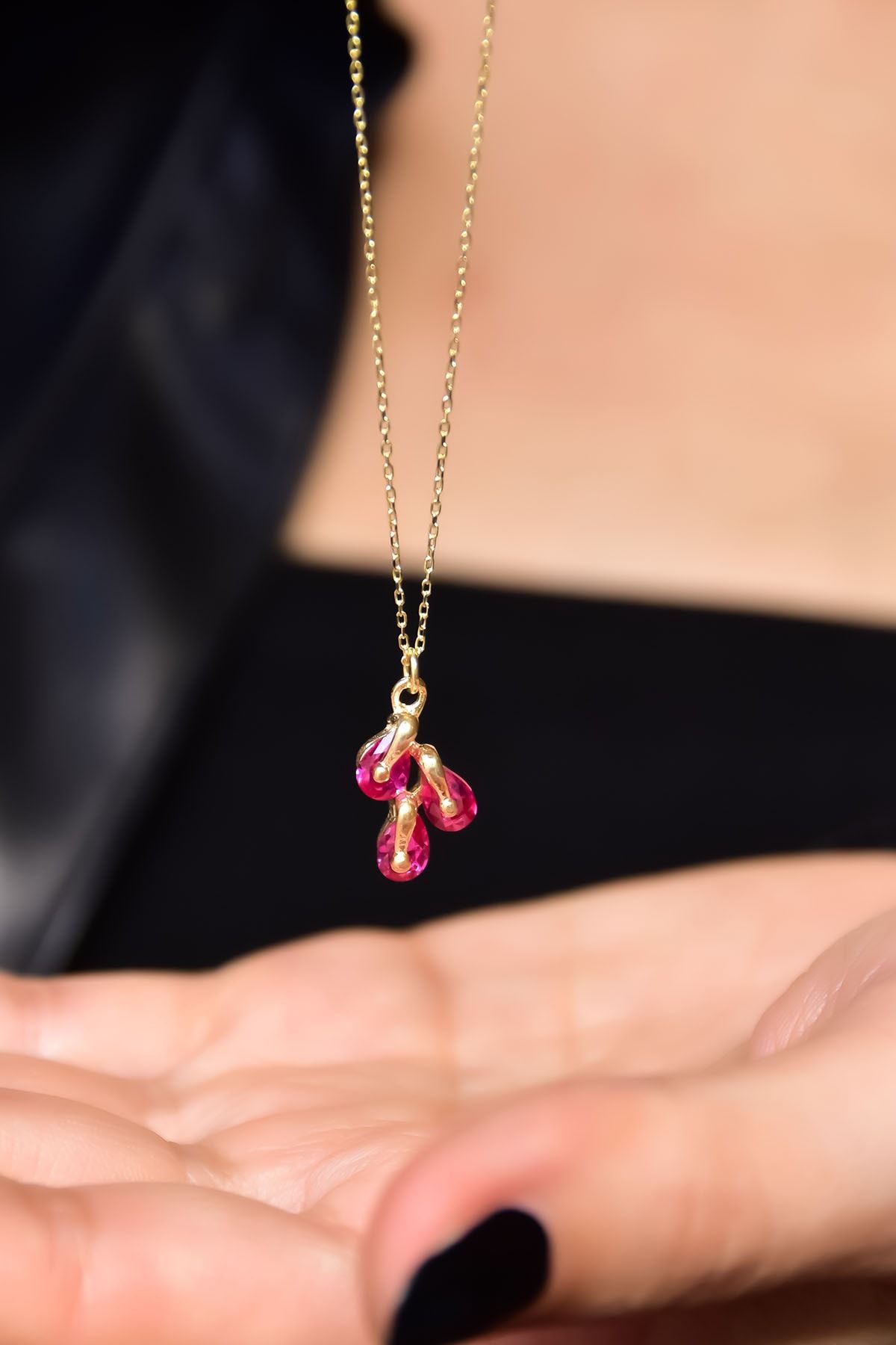 925 Ayar Gümüş.Rose,Rodaj,Gold.Doğum Ayı Kolye.12 Doğum Taşlı Kübik Drop Kolye.