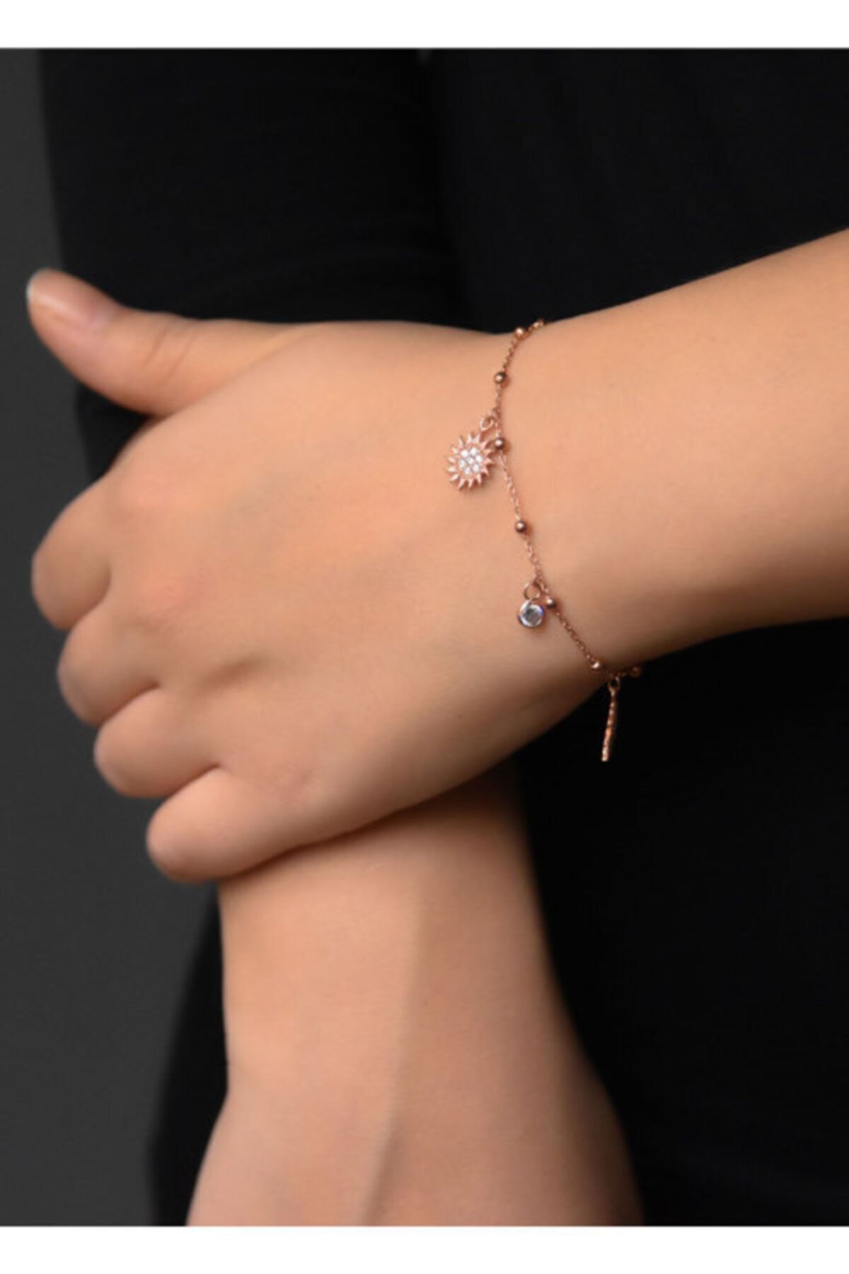 925 Ayar Gümüş Taşlı Güneş Bileklik