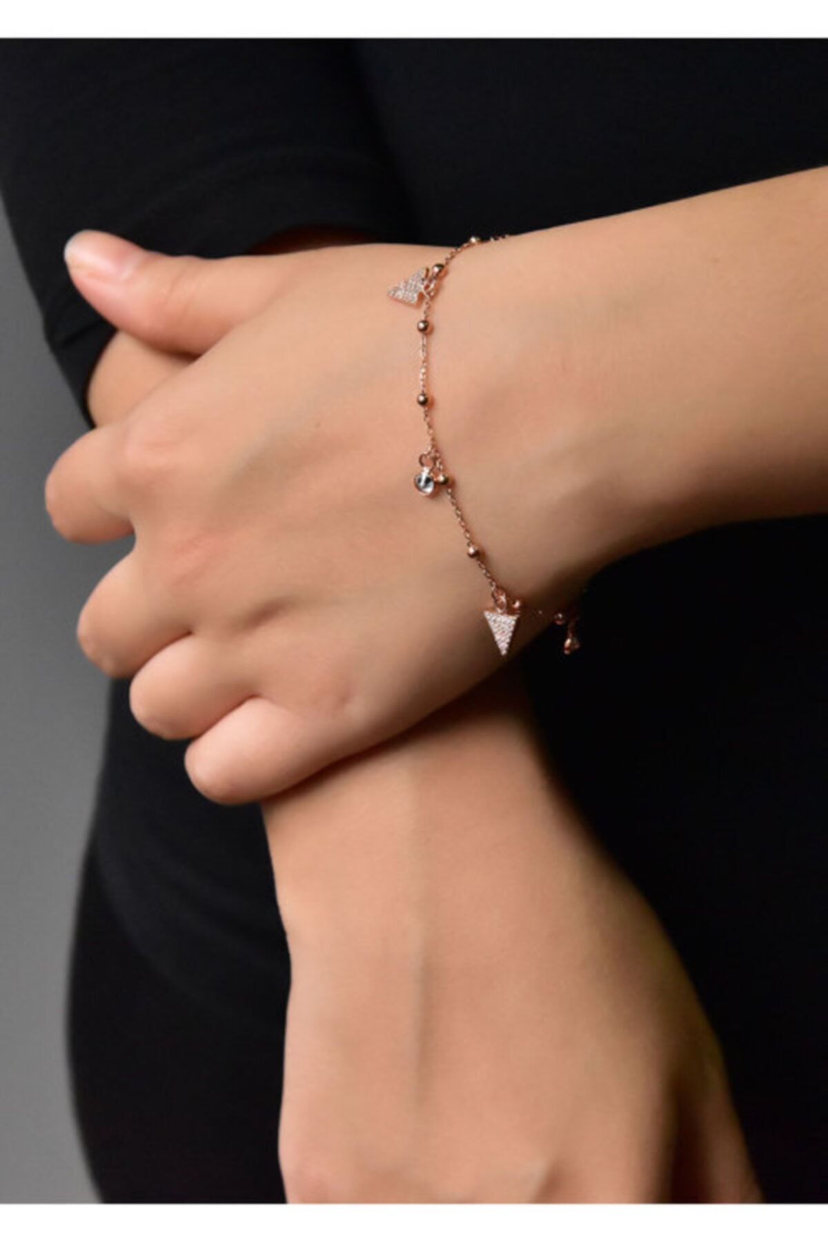 925 Ayar Gümüş Taşlı Üçgen Bileklik