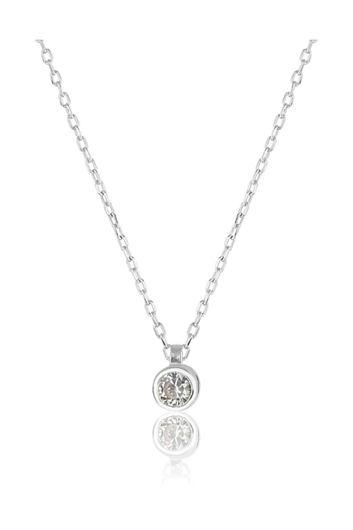 925 Ayar Gümüş Tek Taş Kolye