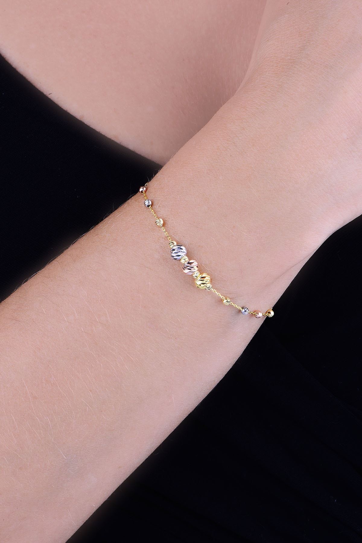 925 Ayar Gümüş Üç Renk Dorika Toplu Kadın Bileklik