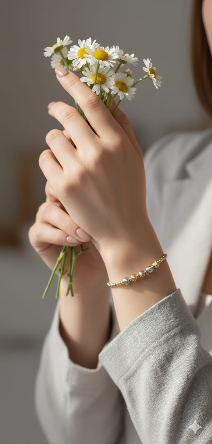 925 Ayar Gümüş Üç Renkli Iki Boyutlu Dorika Toplu Bileklik