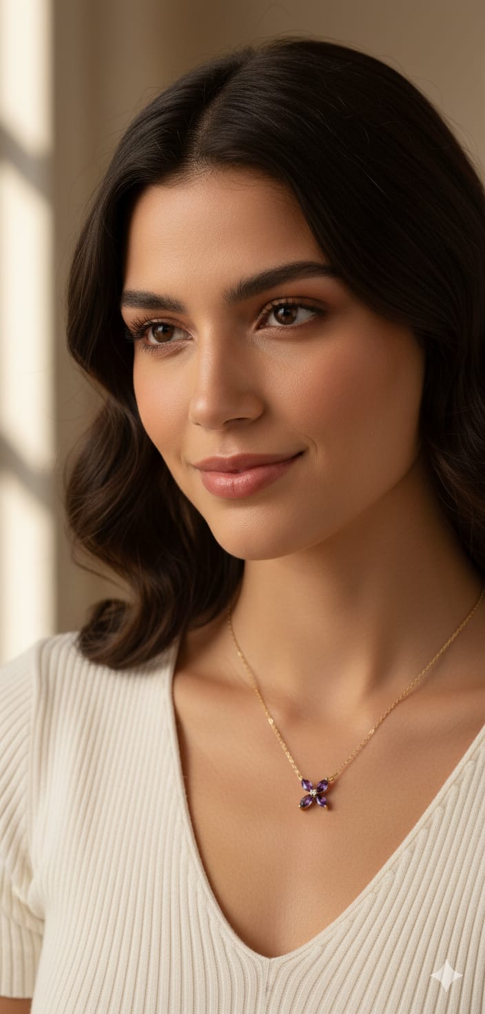 925 Ayar Gümüş Zirkon Taşlı doğum taşı Plumeria Kolye.rose.gold.rodaj