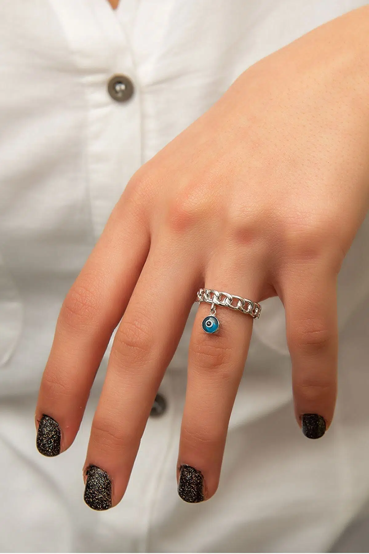 925 Ayar Nazar Boncuklu Gümüş Yüzük