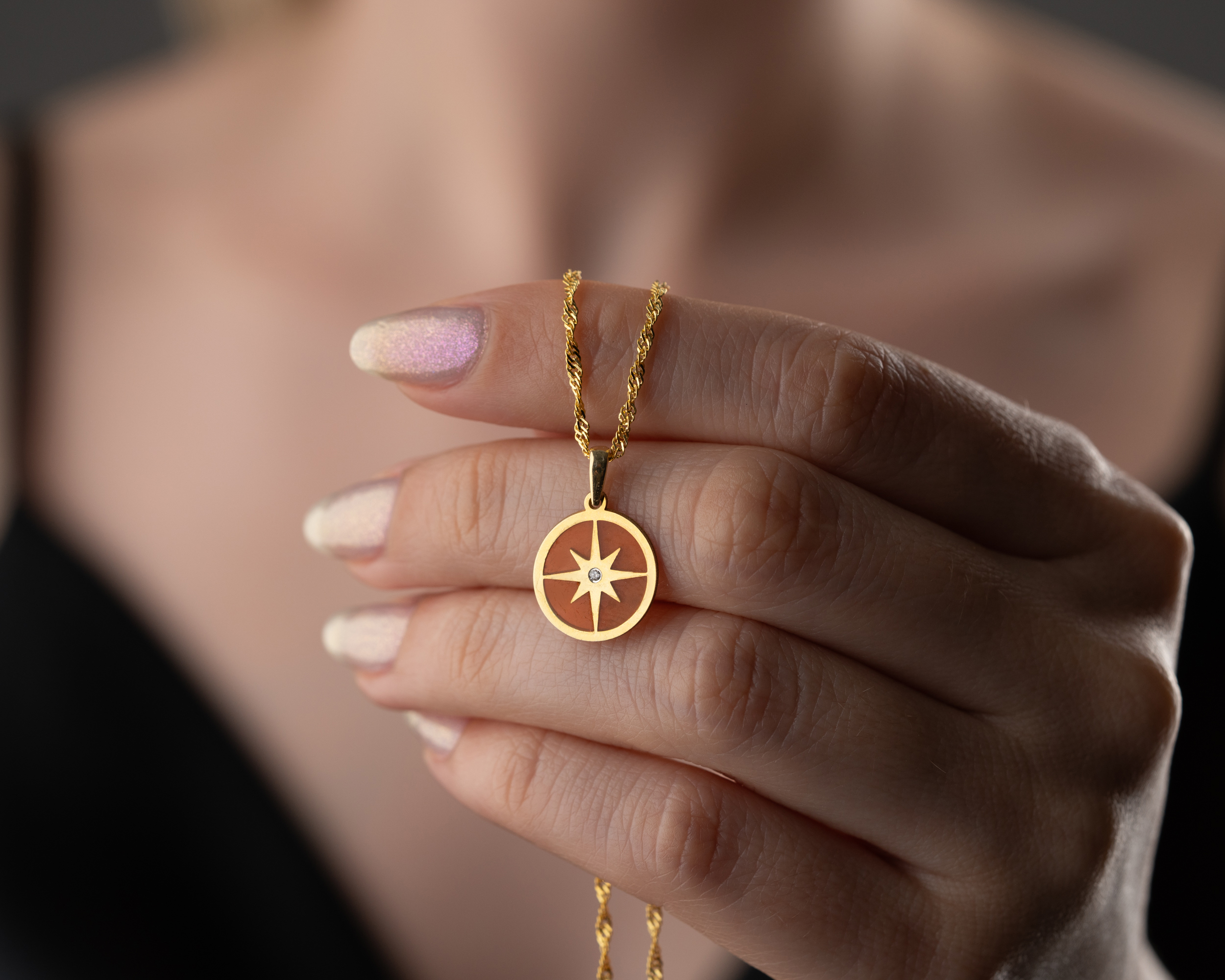 925 ayar özel pırlanta turuncu kutup yıldızı