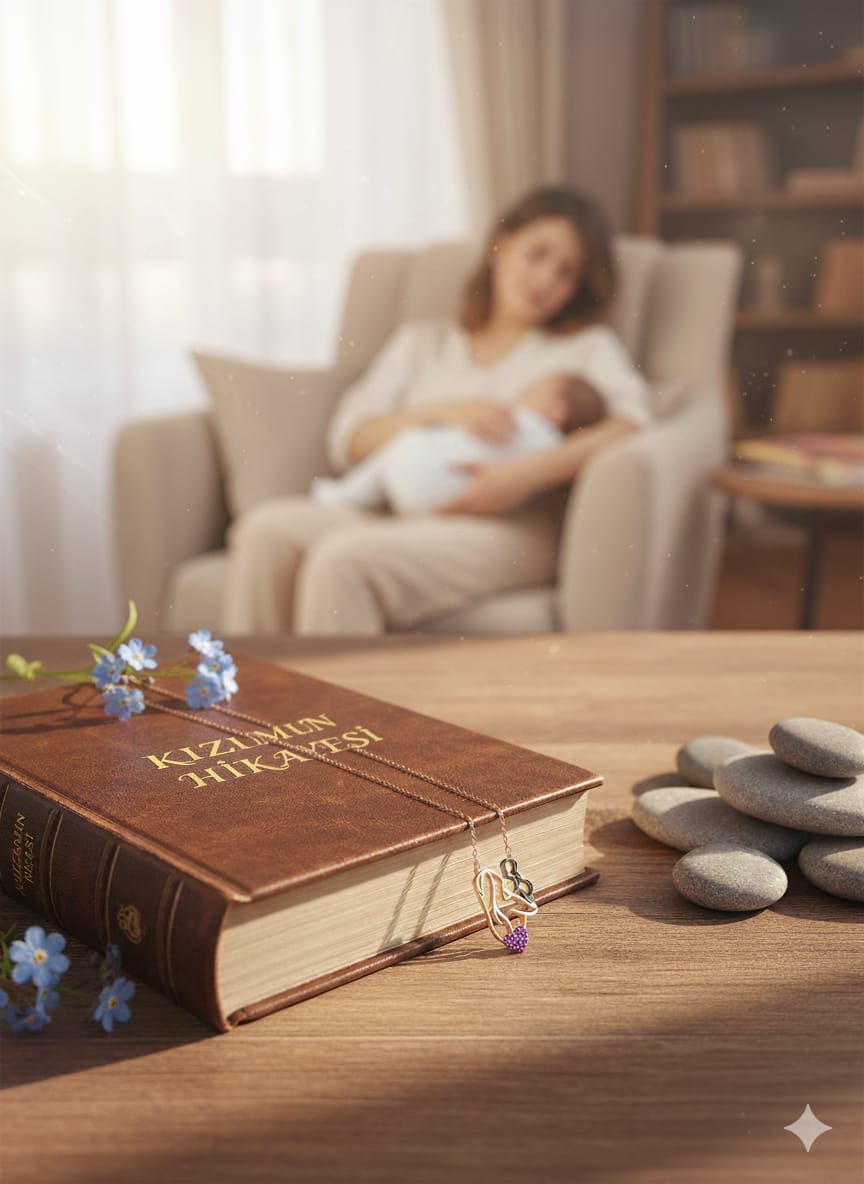 925 Ayar Papatya Silver Anne Çocuk Kalp Kolye Fuşya Taşlı.rose.gold.rodaj