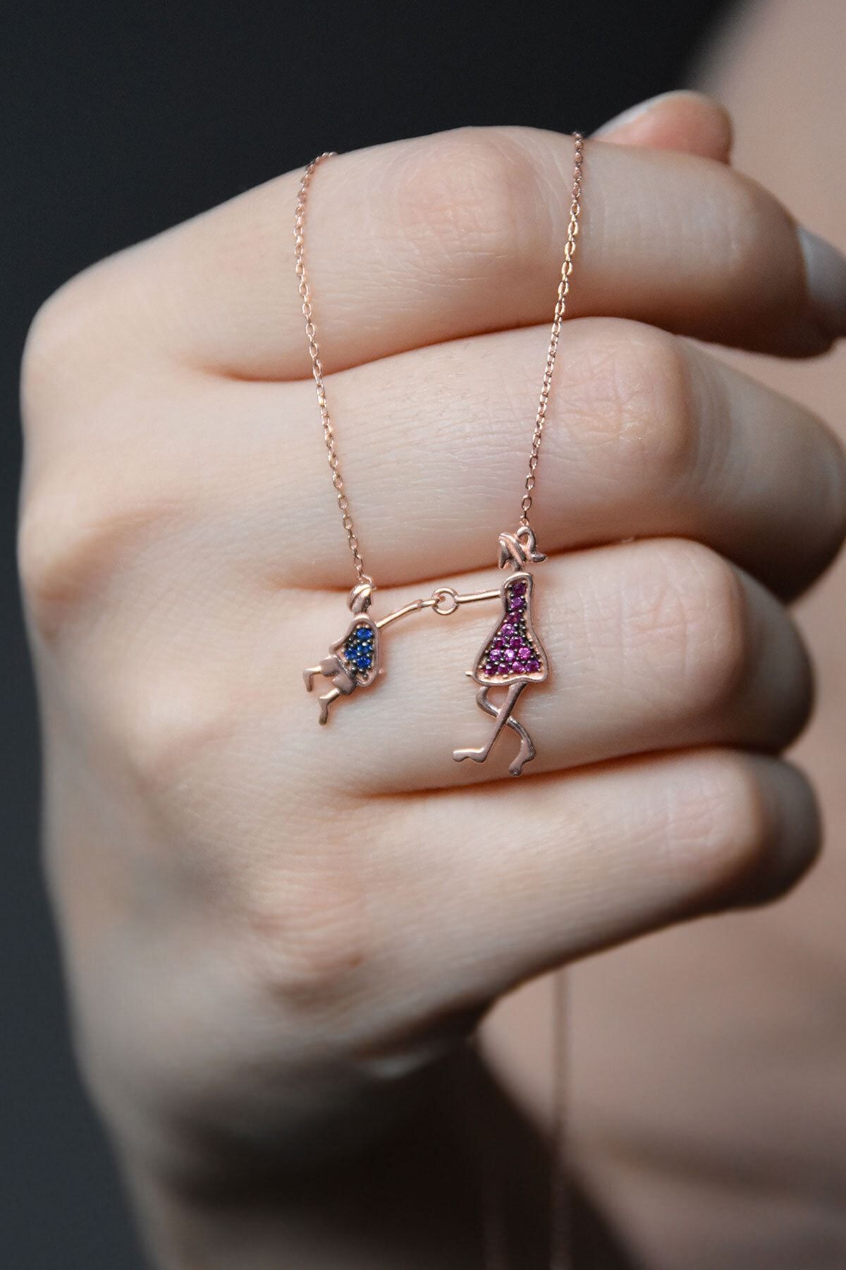 925 Ayar Papatya Silver Anne Erkek Çocuk Kolye.rose.gold.rodaj