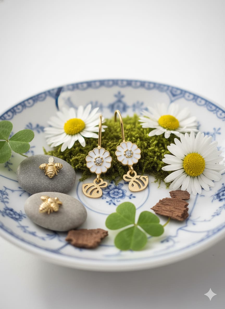 925 Ayar Flamingo Silver arı küpe.rose.gold.rodaj