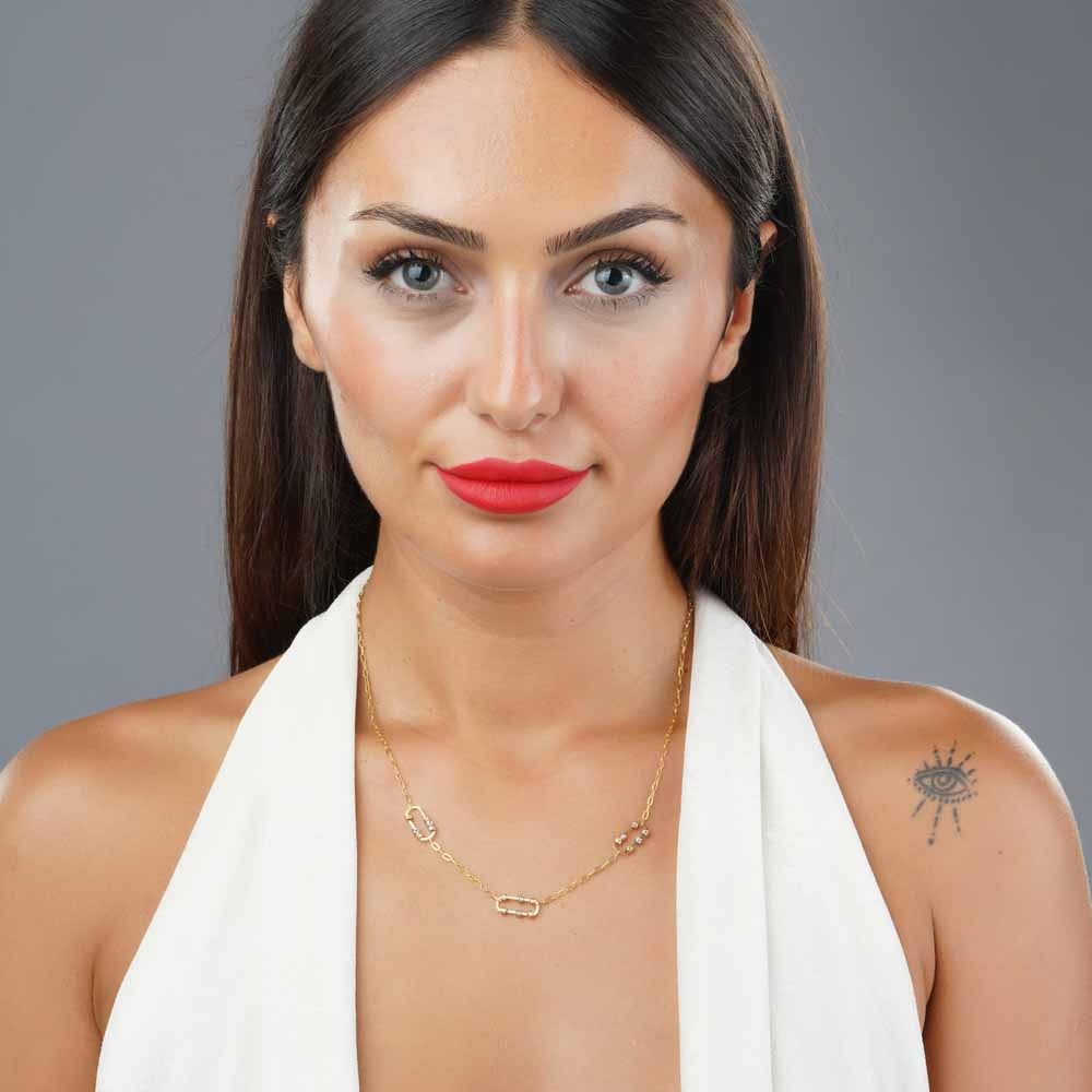 925 ayar Flamingo Silver ataç kolye<rose,gold,rodaj>