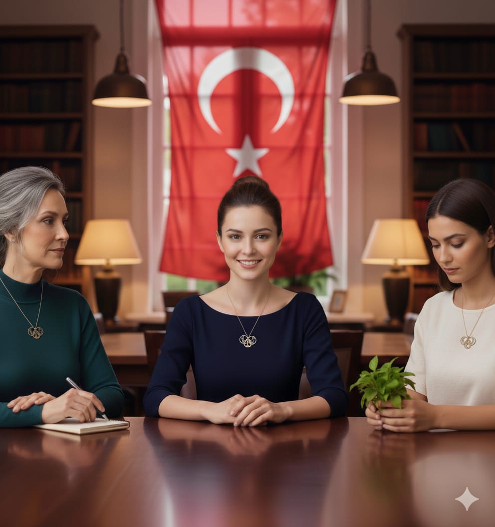 925 Ayar Papatya Silver Atatürk Kolye Üç Katmanlı Üç Renk Kaplama