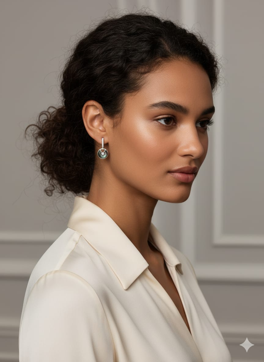 925 Ayar Flamingo Silver ay taşlı ital küpe.rose.gold.rodaj