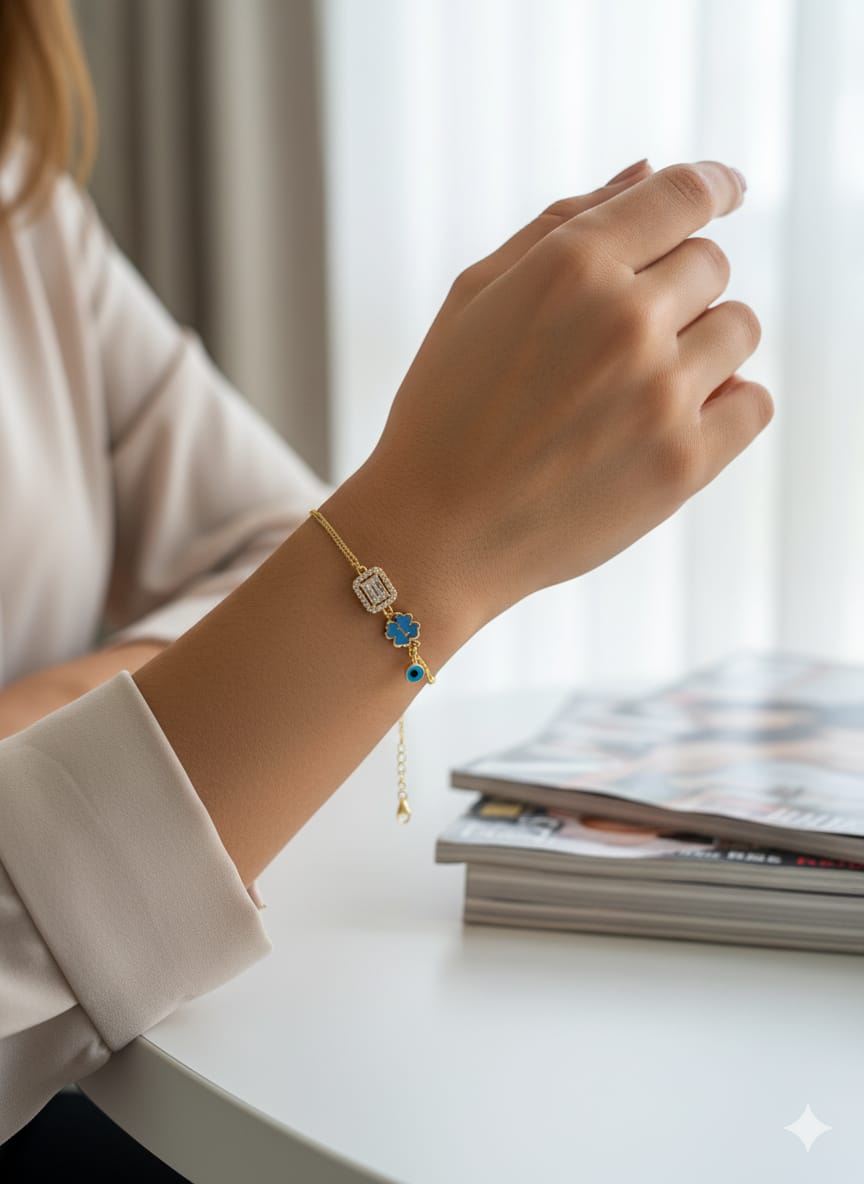 925 Ayar Flamingo Silver baget taşlı harf bileklik.nazar bileklik.rose.gold.rodaj