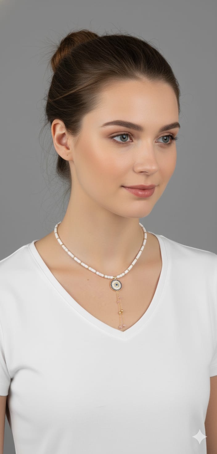 925 ayar Flamingo Silver binbir gece kolye.doricalı nazar kolye.göz kolye.rose,gold,rodaj