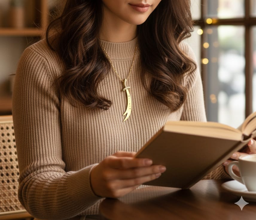 925 Ayar Flamingo Silver büyük boy zülfikar kılıç kolye.kılıç kolye.rose.gold.rodaj