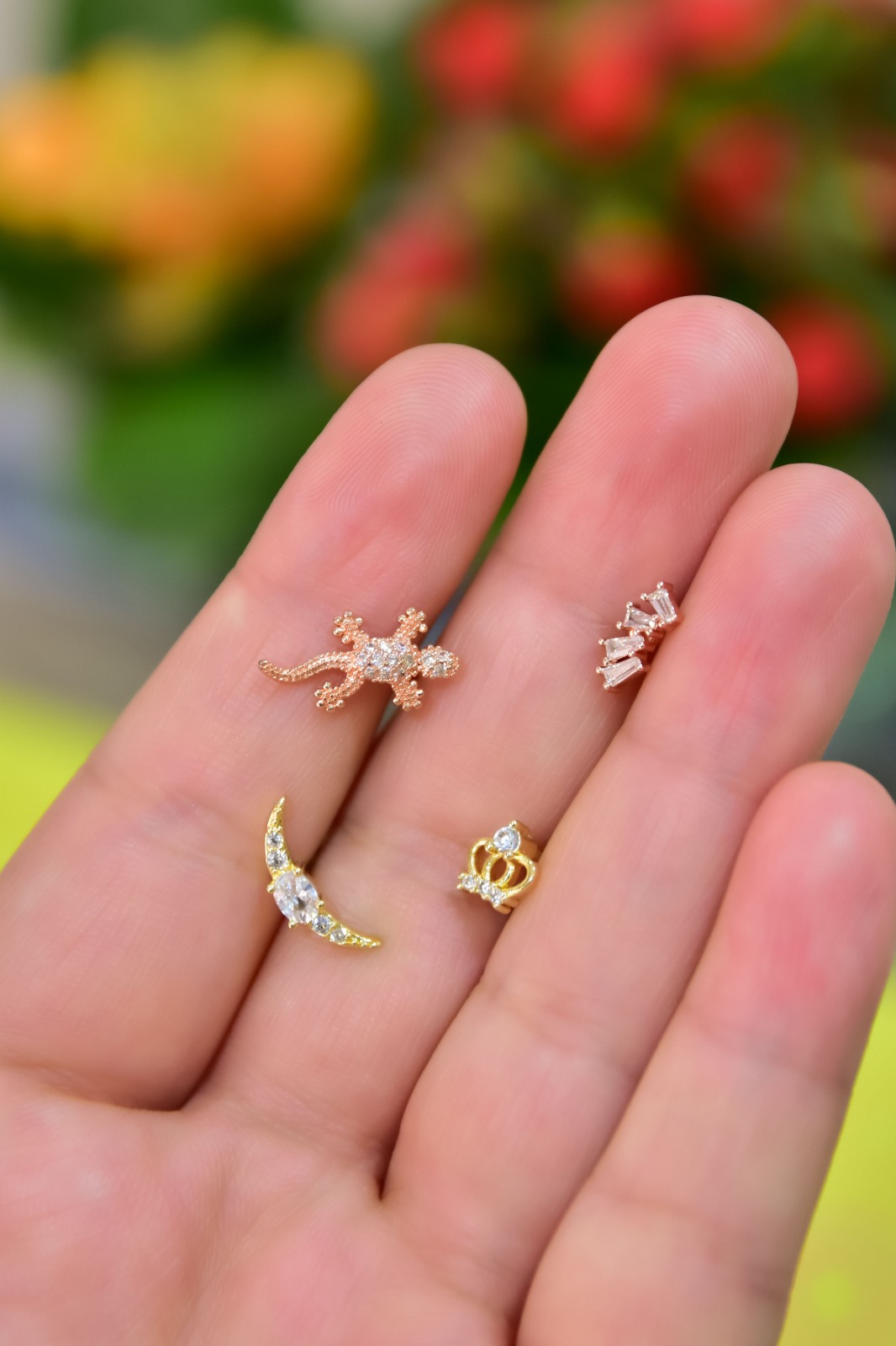 925 ayar Flamingo Silver çelik tragus küpe.rose.gold.rodaj
