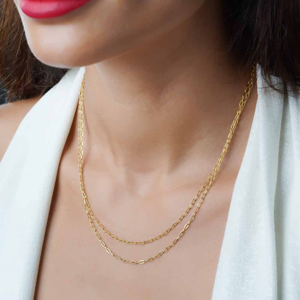 925 ayar Flamingo Silver çift zincir kolye<rose,gold,rodaj>