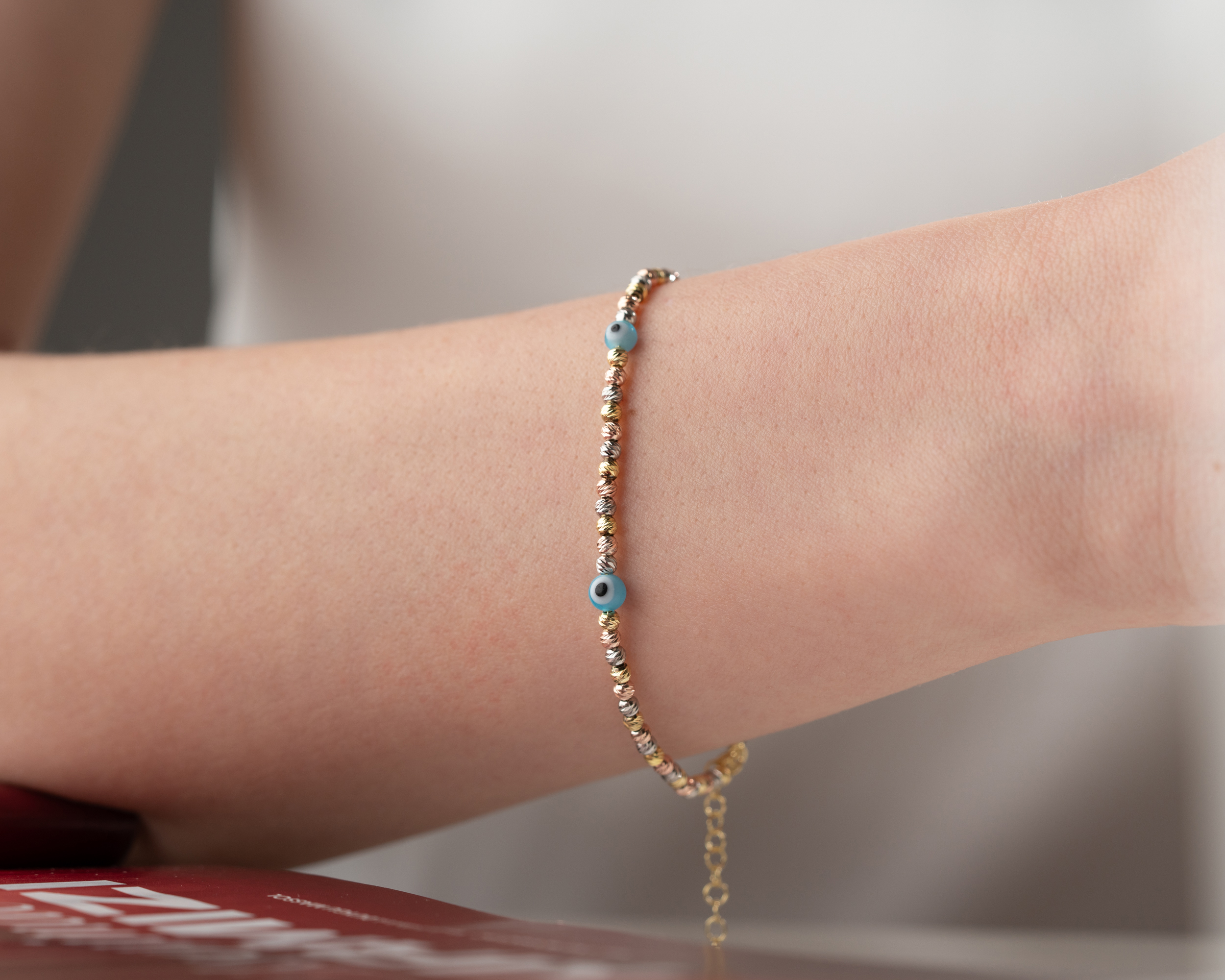 925 ayar Flamingo Silver dorica nazar gözlü top bileklik<rose,gold,rodaj>