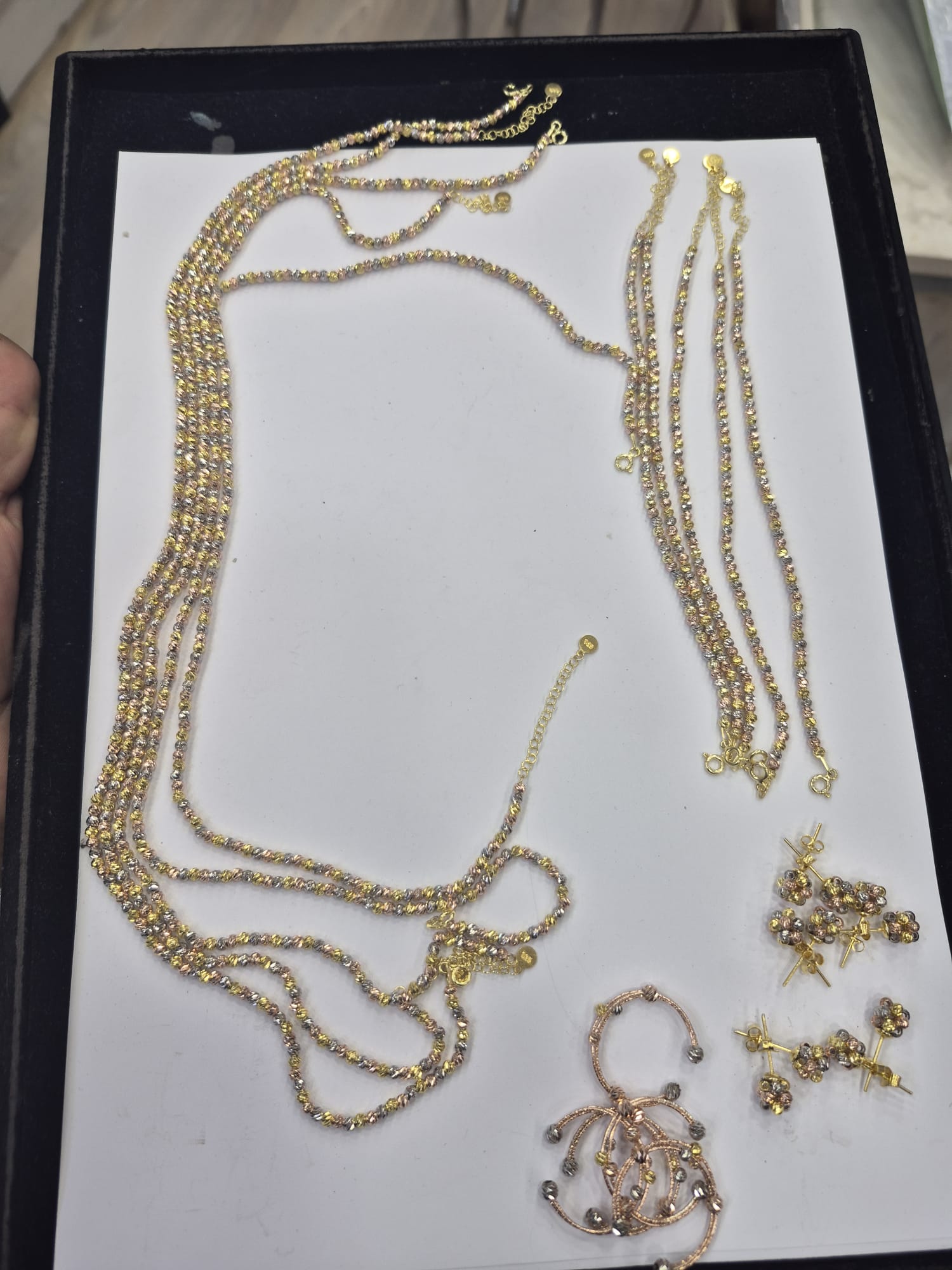 925 Ayar Flamingo Silver dorika takım.dorica set.üç renk dorika takım