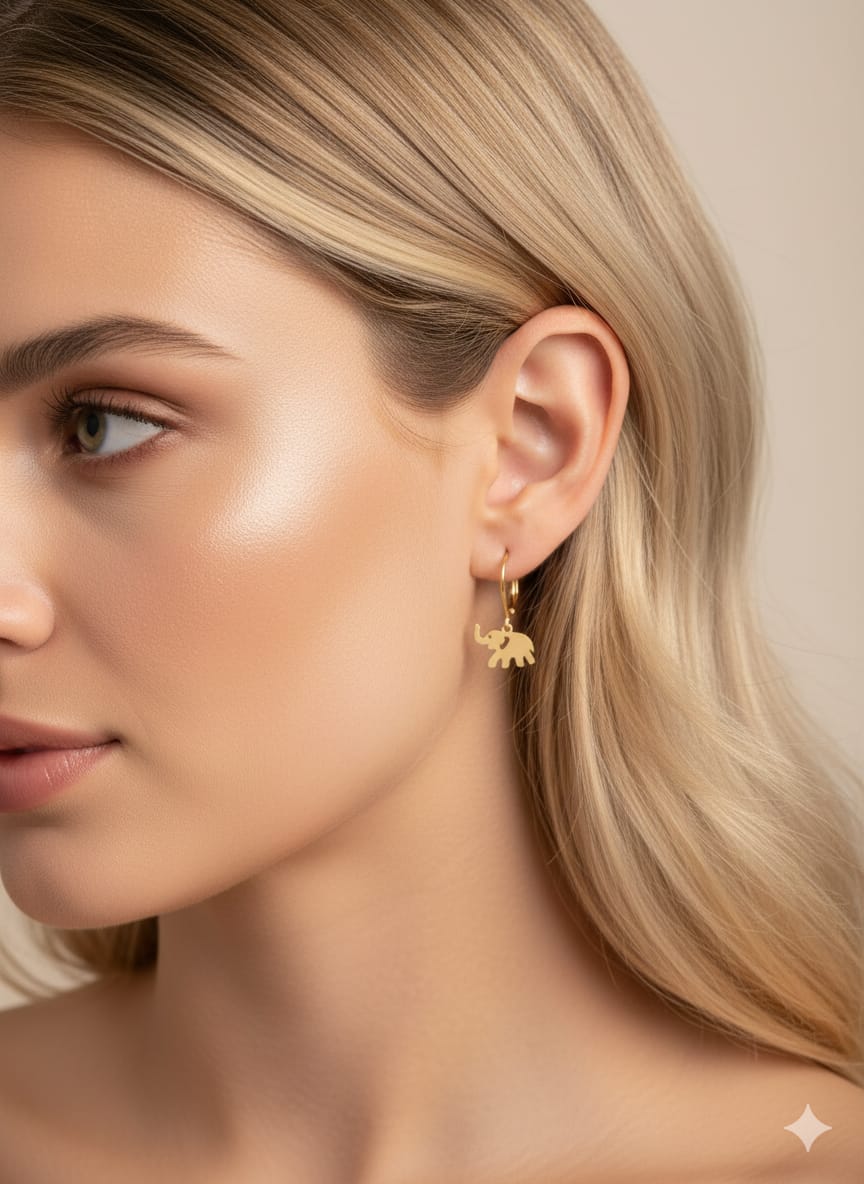 925 Ayar Flamingo Silver fil küpe.altın modeli fil küpe.rose.gold.rodaj