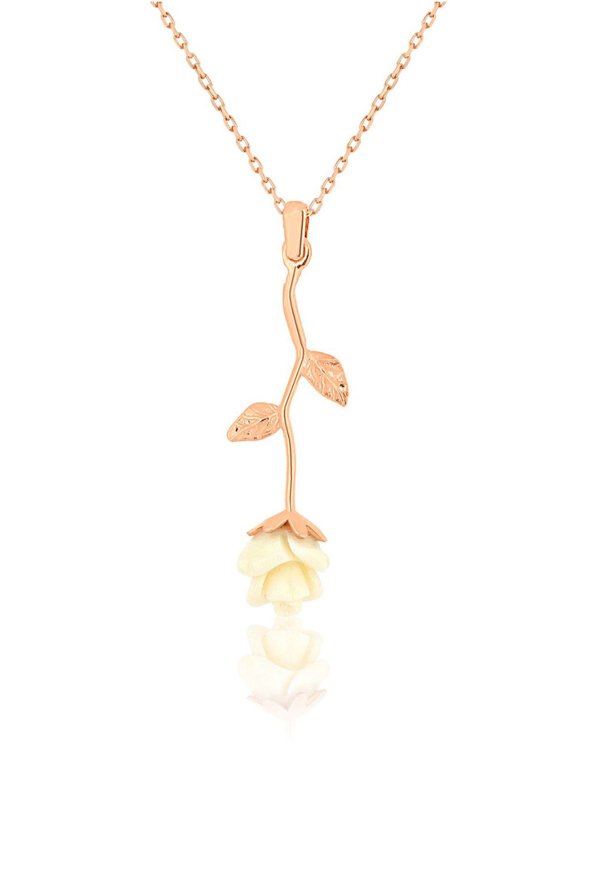 925 Ayar Flamingo Silver Gümüş Gül Kolye.rose.gold.rodaj