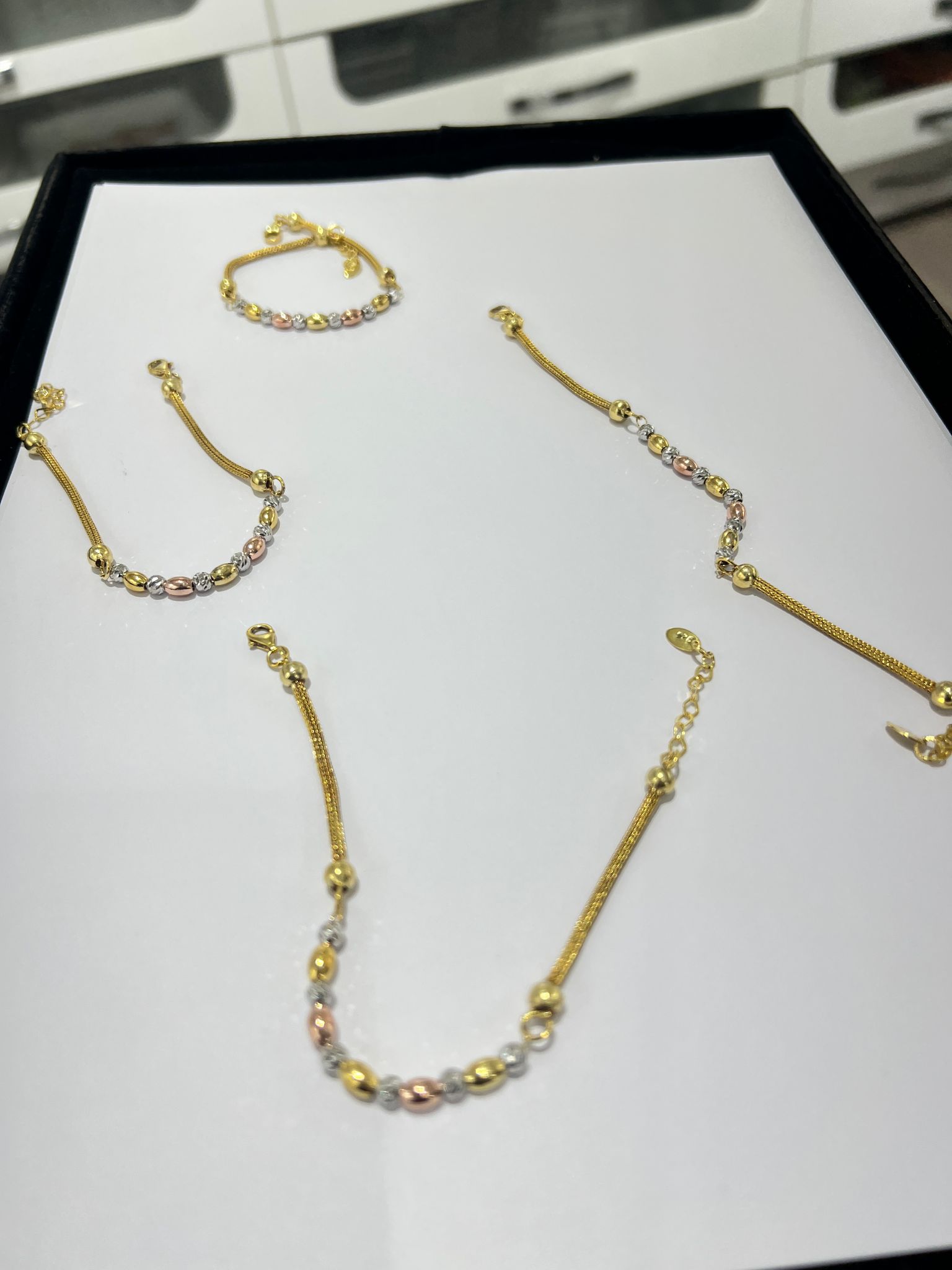 925 ayar Flamingo Silver gümüş .Üç renk kalze bileklik.kayze bileklik.dorika zincir bileklik.rose,gold,rodaj