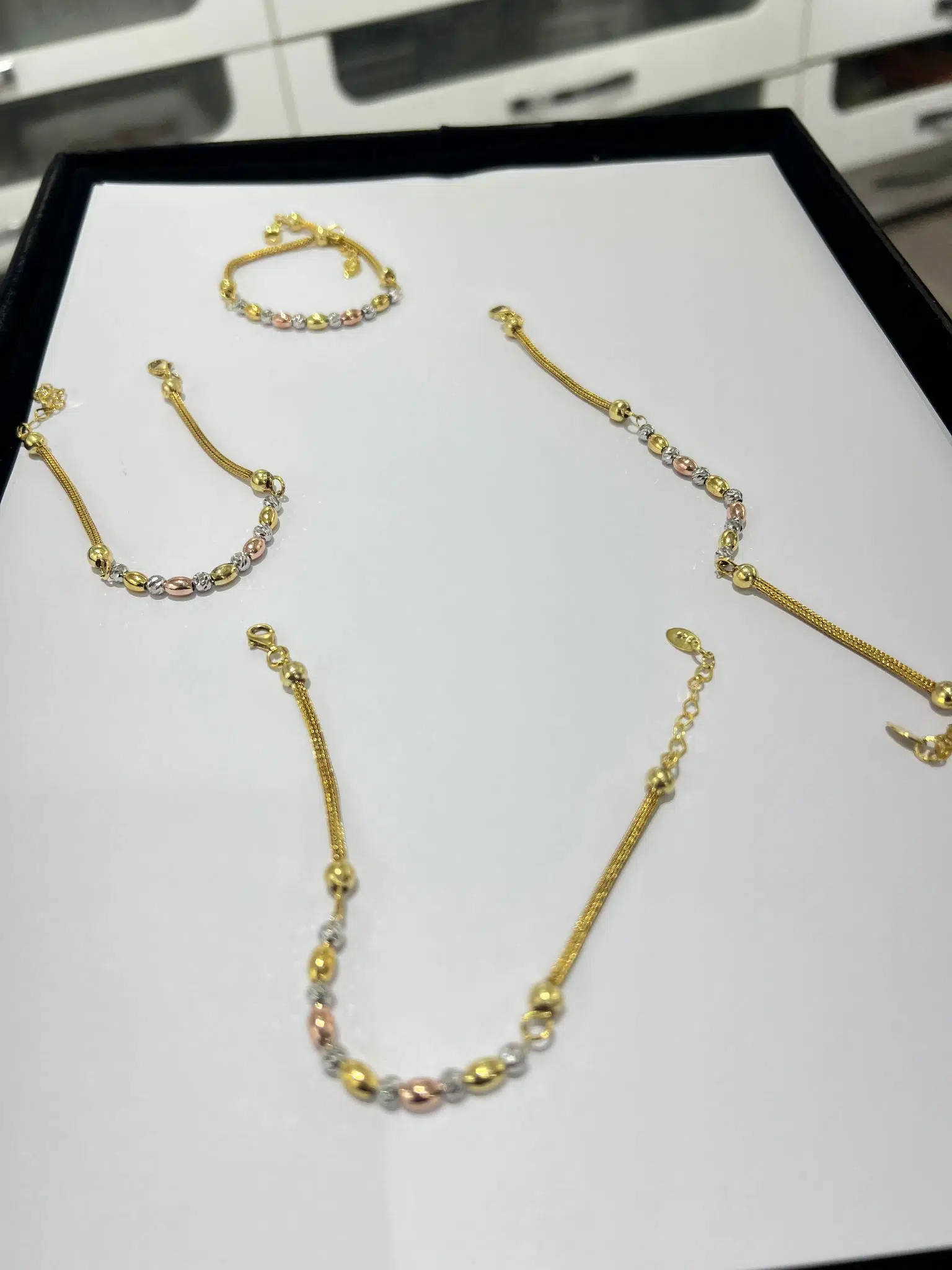 925 ayar Flamingo Silver gümüş .Üç renk kalze bileklik.kayze bileklik.dorika zincir bileklik.rose,gold,rodaj