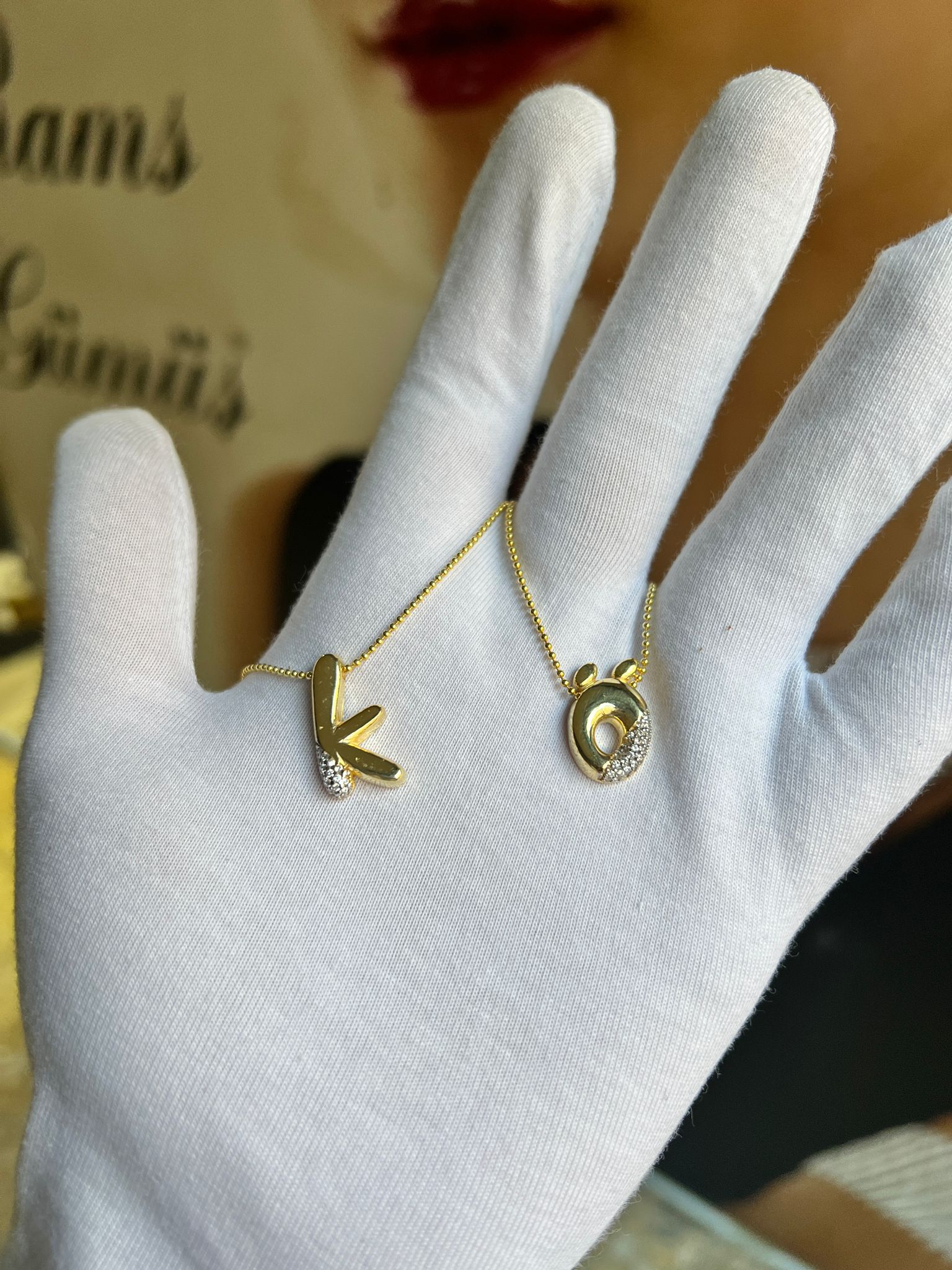 925 ayar Flamingo Silver harf kolye.rose.gold.rodaj