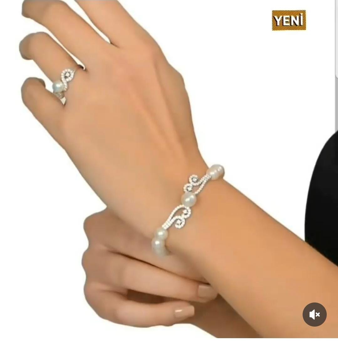 925 ayar Flamingo Silver inci bileklik,inci yüzük.rose,gold,rodaj,