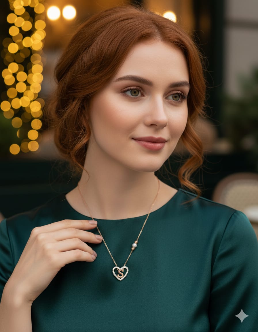 925 Ayar Papatya Silver İncili Dorika Toplu Aşkın Harfi A Kalp Kolye.rose.gold.rodaj