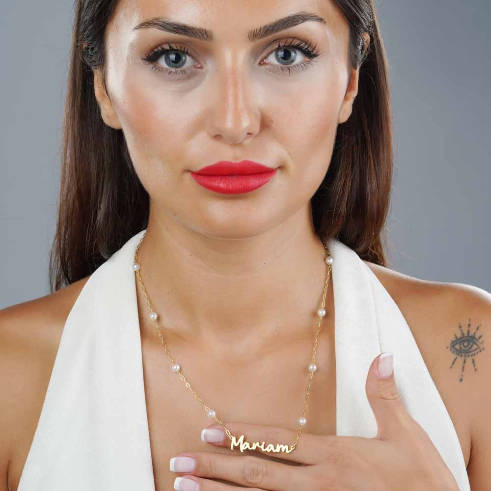 925 ayar Flamingo Silver incili özel isimli kolye,isimli kolye,inci kolye,<rose,gold,rodaj>