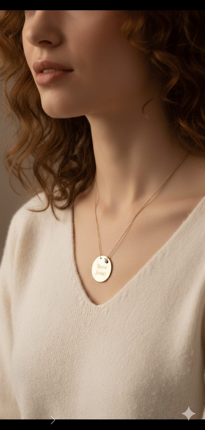 925 ayar Flamingo Silver isimli plaka kolye<rose,gold,rodaj>