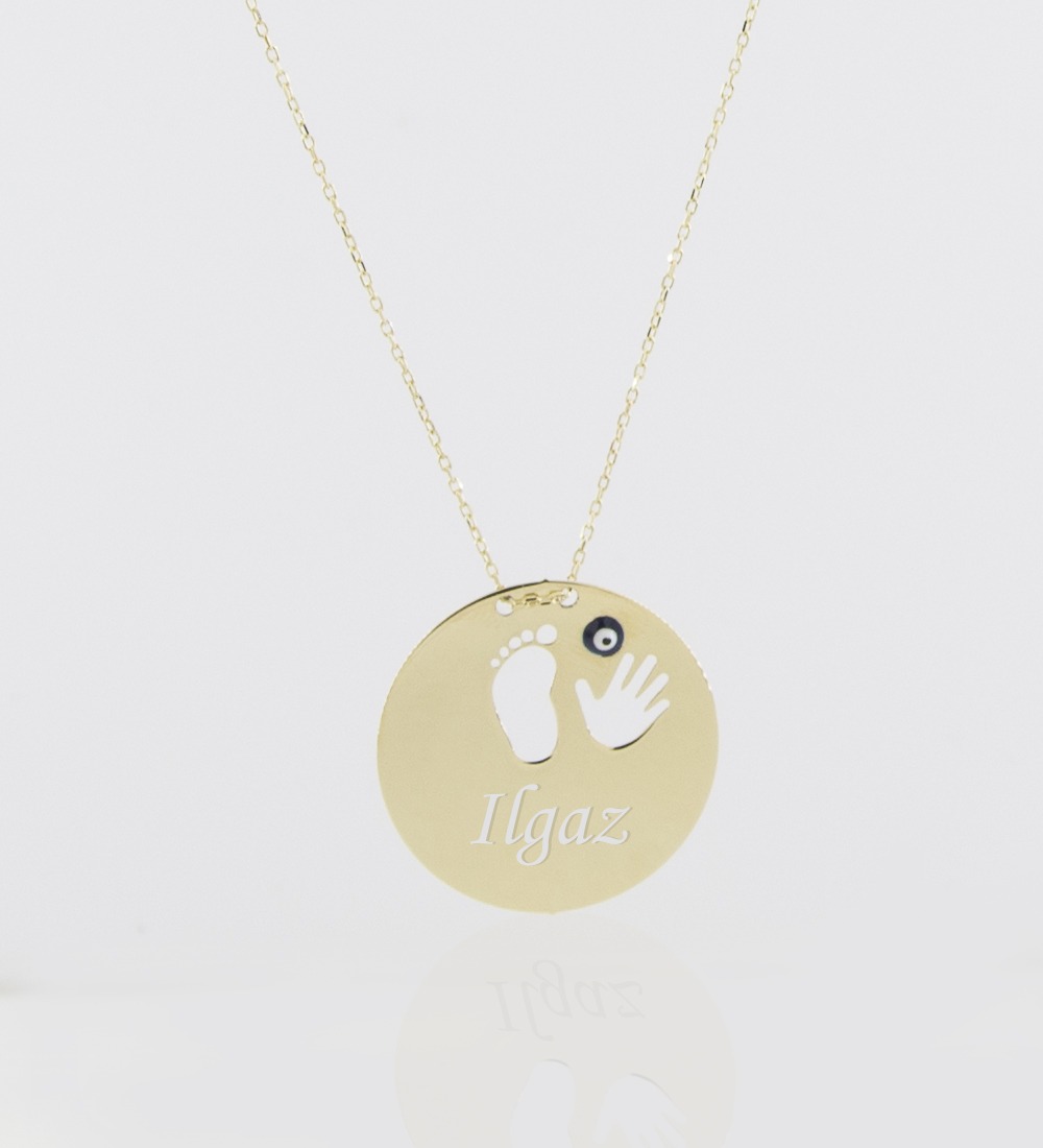 925 ayar Flamingo Silver isimli plaka kolye<rose,gold,rodaj>