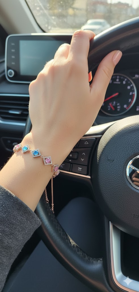 925 Ayar Flamingo Silver kedi gözlü taşlı ithal bileklik.rose.gold.rodaj