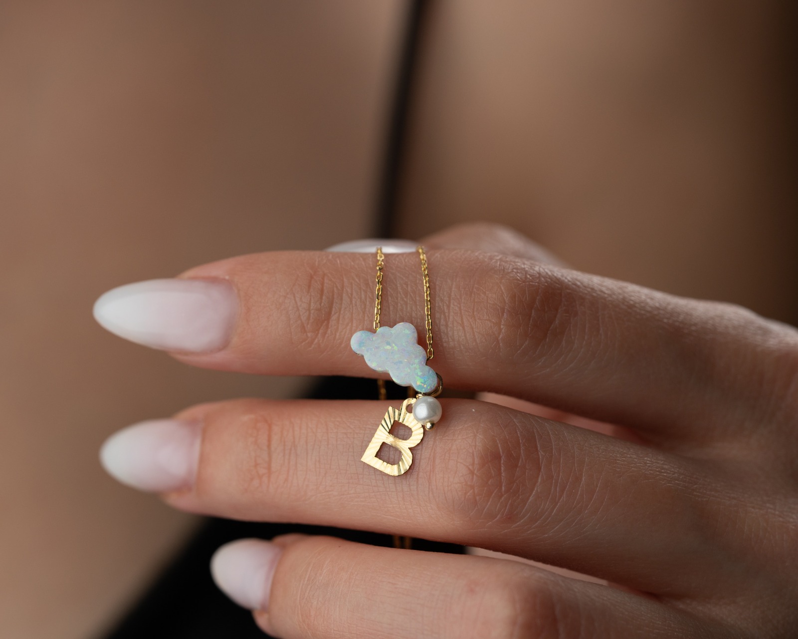 925 Ayar Flamingo Silver kişiye özel harfli bulut kolye.bulut kolye.rose.gold.rodaj